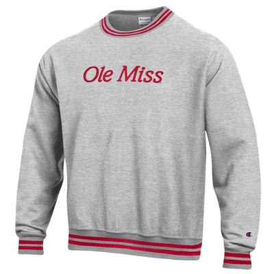 OLE MISS REVERSE WEAVE CREW WITH YARN DYED TRIM