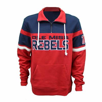 OLE MISS REBELS QTR ZIP DOUBLE HEADER PULLOVER