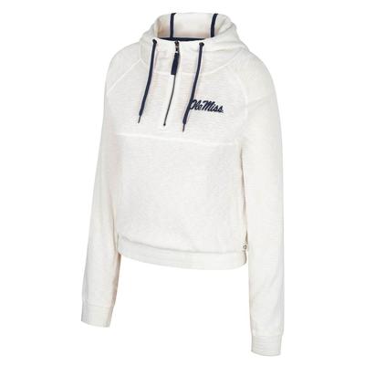 OLE MISS TRAINER SWEATER WAFFLE QTR ZIP WHITE