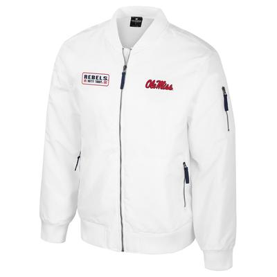 REBELS OLE MISS WHITE RABBIT BOMBER JACKET