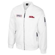 REBELS OLE MISS WHITE RABBIT BOMBER JACKET