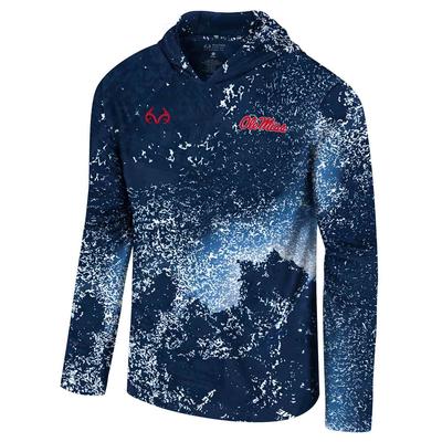 LS OLE MISS REALTREE GALAXY ESSENTIAL PERFORMANCE HOODED TEE