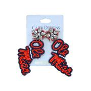 RHINESTONE BEADED OLE MISS EARRINGS