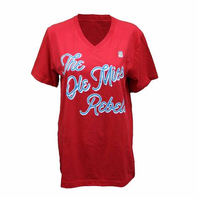 SS OLE MISS BRUSH SCRIPT VNECK TEE