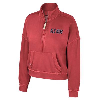 OLE MISS WOMEN`S TAHA 1/2 ZIP WASHED FLEECE