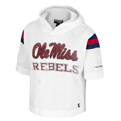 OLE MISS WOMENS OVERSIZED HOODED MESH FASHION TOP