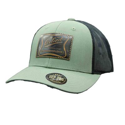 LEATHER OXFORD BEER PATCH TRUCKER CAP