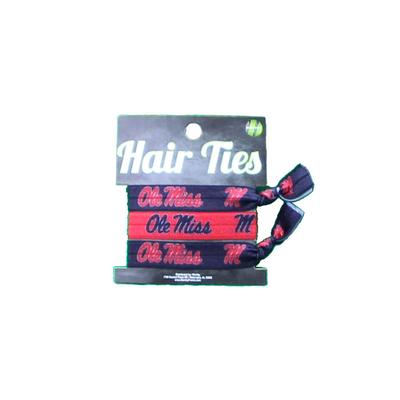 3 PACK OLE MISS SCRIPT M HAIR TIES