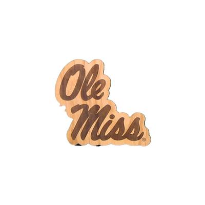 STACKED OLE MISS WOODEN ORNAMENT