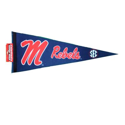 12X30 INCH SCRIPT M REBELS SEC PENNANT