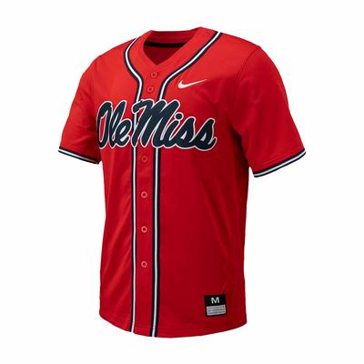 OLE MISS SEC FULL BUTTON REPLICA BASEBALL JERSEY