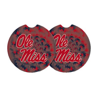 SET OF 2 OLE MISS TIE DYE CAR COASTER