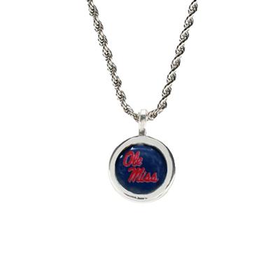 SILVER OLE MISS ART DECO NECKLACE