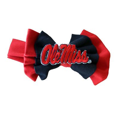 OLE MISS COTTON JERSEY TWO-TONE BOW AND HEADBAND