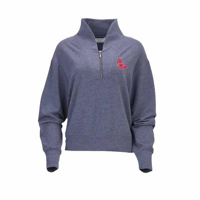 LADIES STACKED OLE MISS DRAM FLEECE QTR ZIP