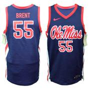 OLE MISS NO 55 BRENT BASKETBALL JERSEY: NAVY