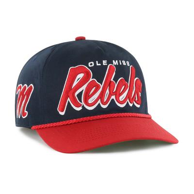 OLE MISS REBELS SCRIPT M DROP SHADOW ROPE HITCH