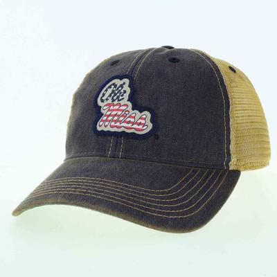 PATRIOTIC STACKED OLE MISS OLD FAVORITE CAP