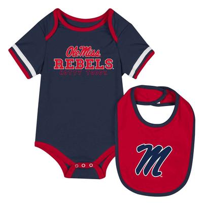 SCRIPT OLE MISS REBELS THE GIFT ONESIE AND BIB SET