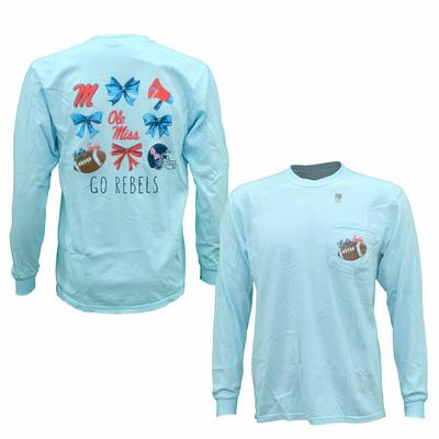 LS OLE MISS WATERCOLOR BOWS TEE