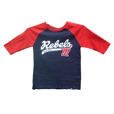 OLE MISS SUPER SCRIPT LINE DRIVE RAGLAN TEE