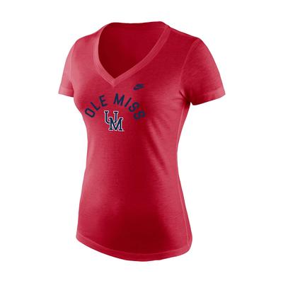 ARCHED OLE MISS OVER UM TRI-BLEND MID V TEE