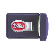 RED ENAMEL OLE MISS PEWTER MONEY CLIP