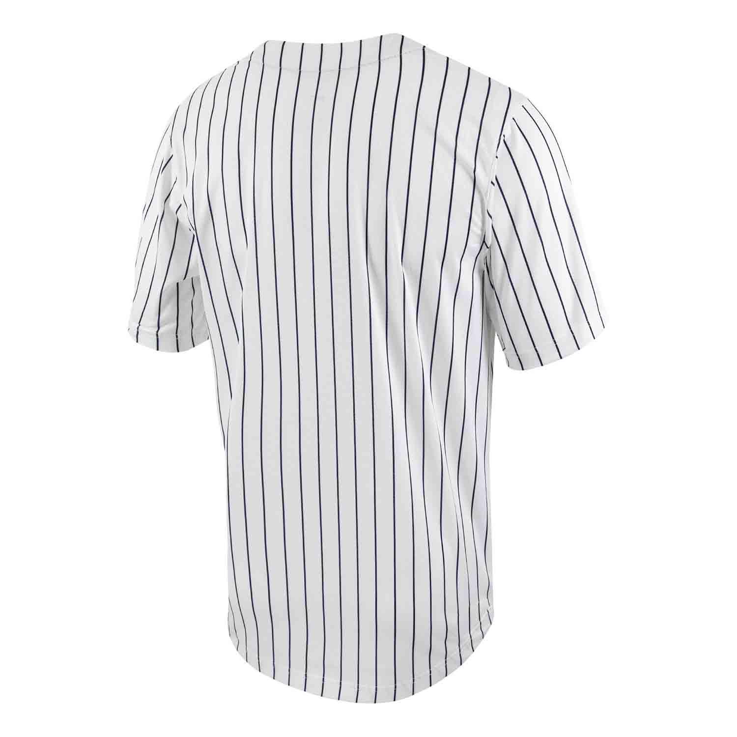 Men's Nike White/Navy Ole Miss Rebels Pinstripe Replica Full-Button Baseball  Jersey